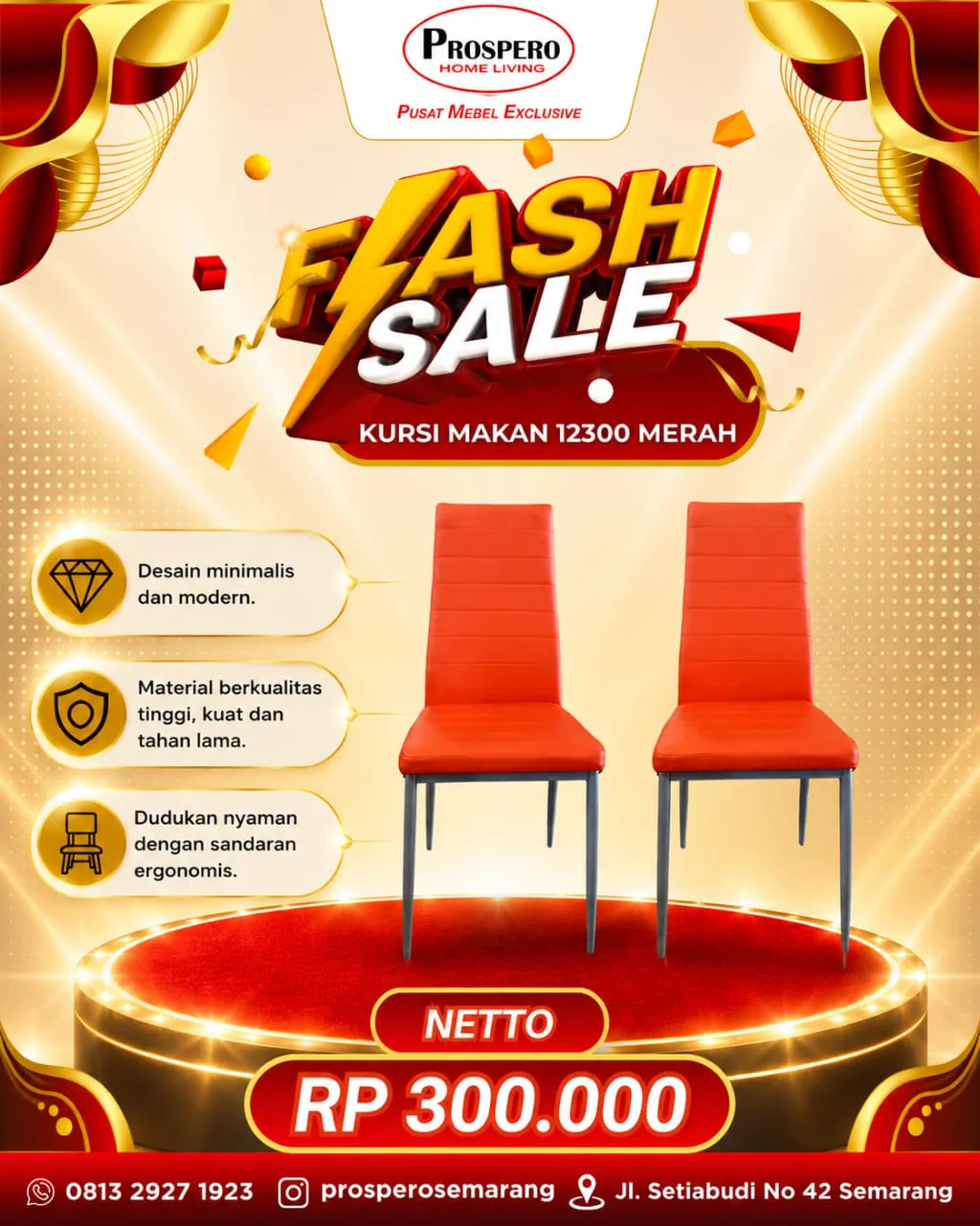 KURSI MAKAN 12300 MERAH