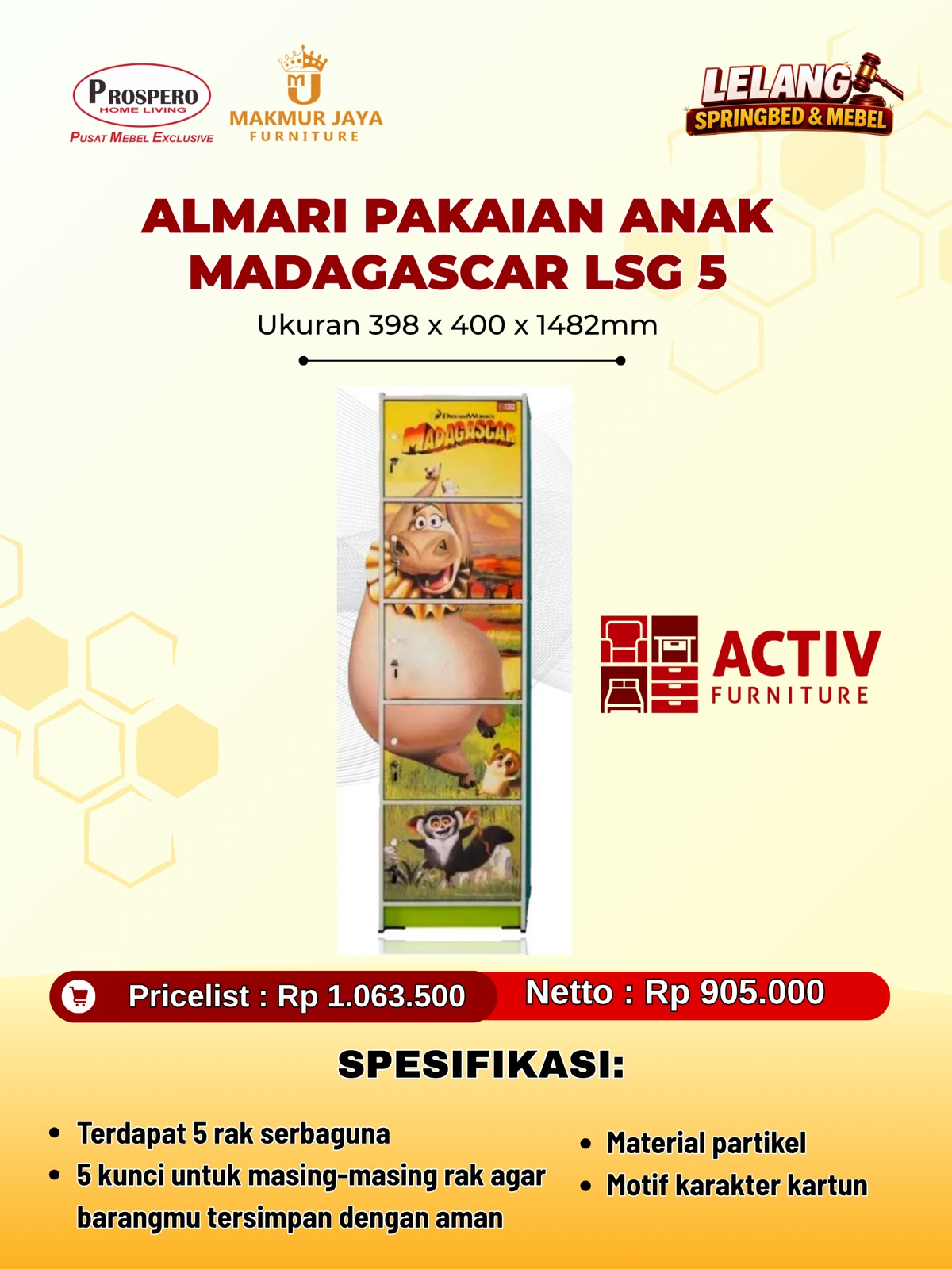 Almari pakaian P1 ACTIV Madagascar LSG 5