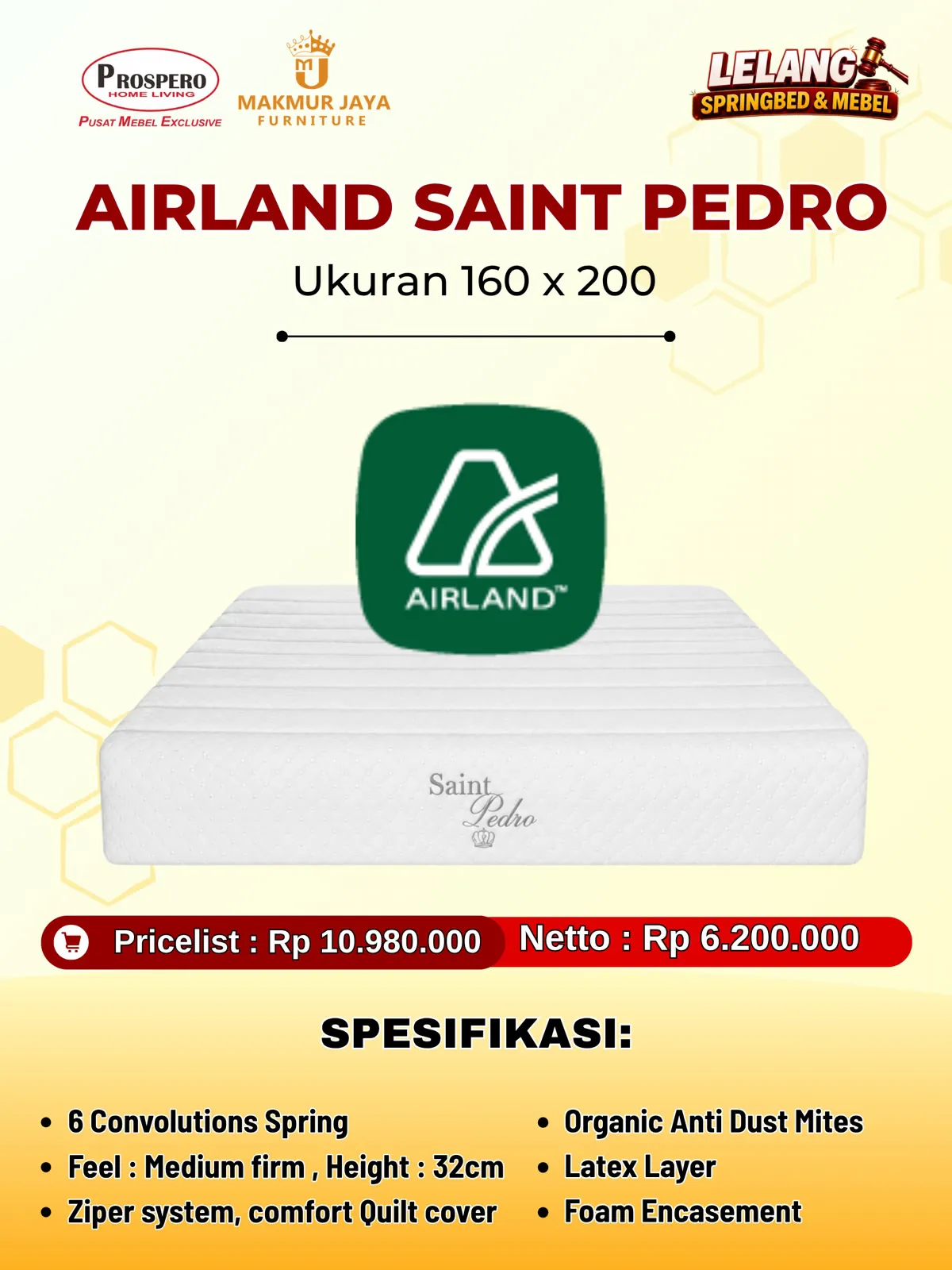 Kasur AIRLAND st.Pedro ukuran 160x200