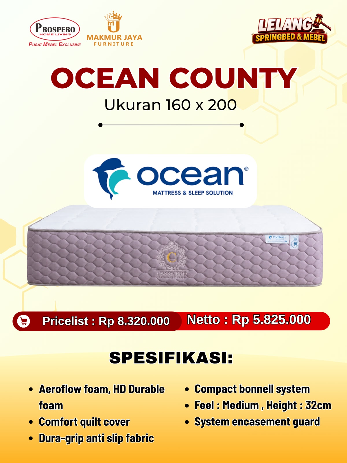 Kasur OCEAN country ukuran 160x200