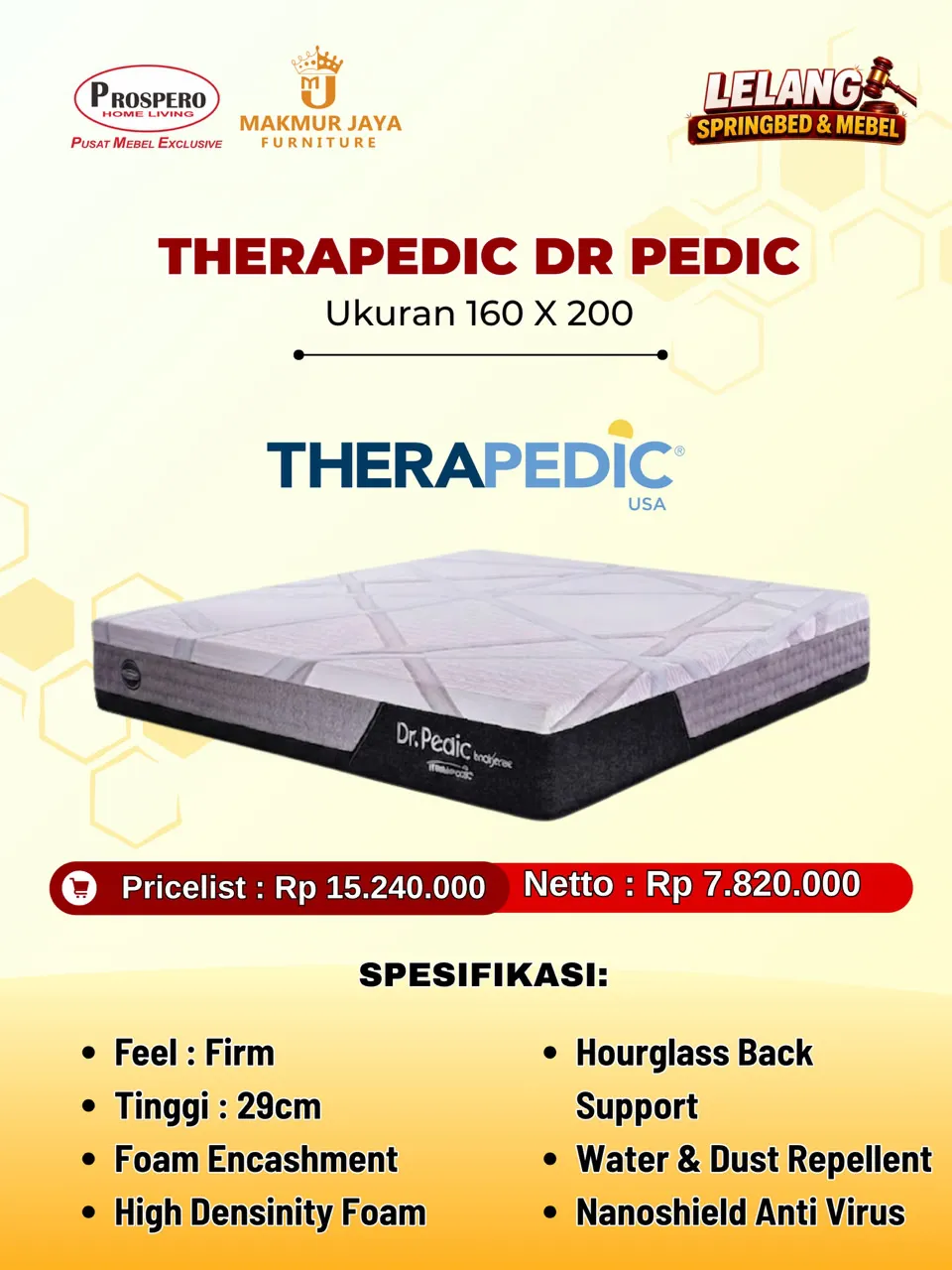 Kasur THERAPEDIC dr pedic ukuran 160x200