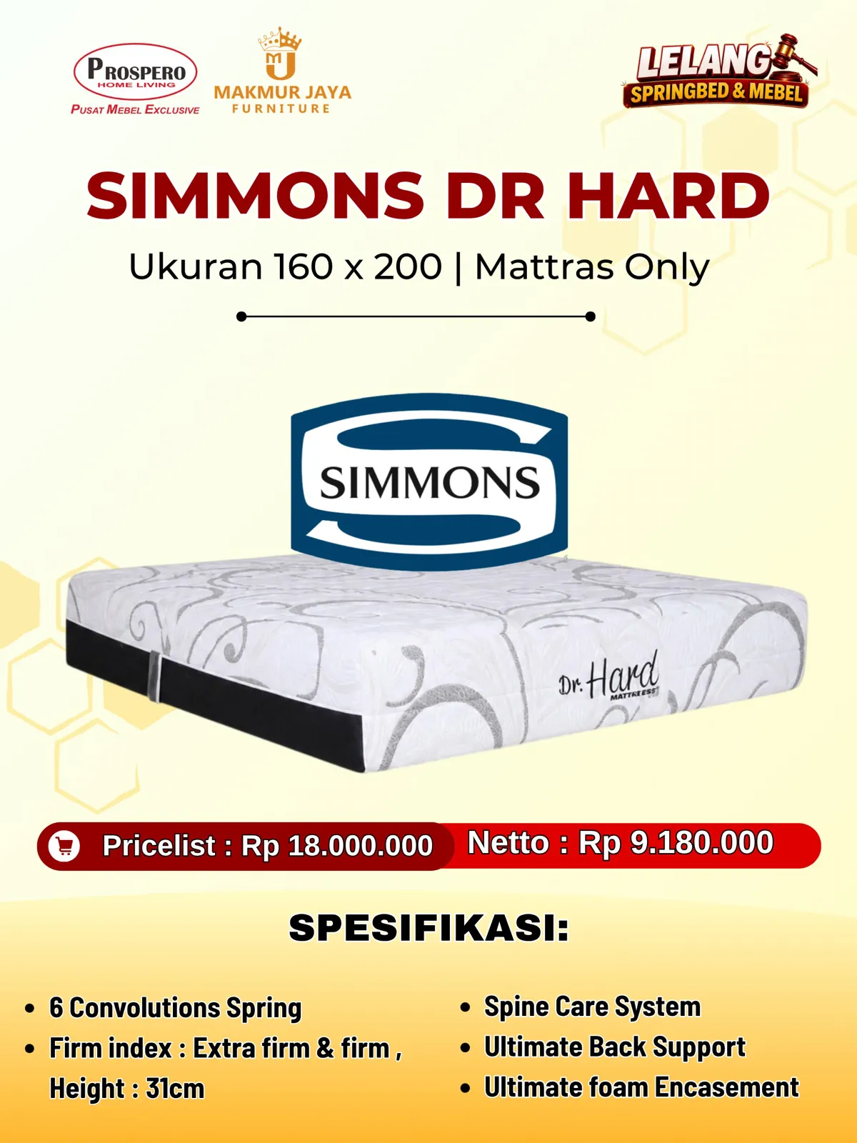 Kasur SIMMONS dr hard ukuran 160x200