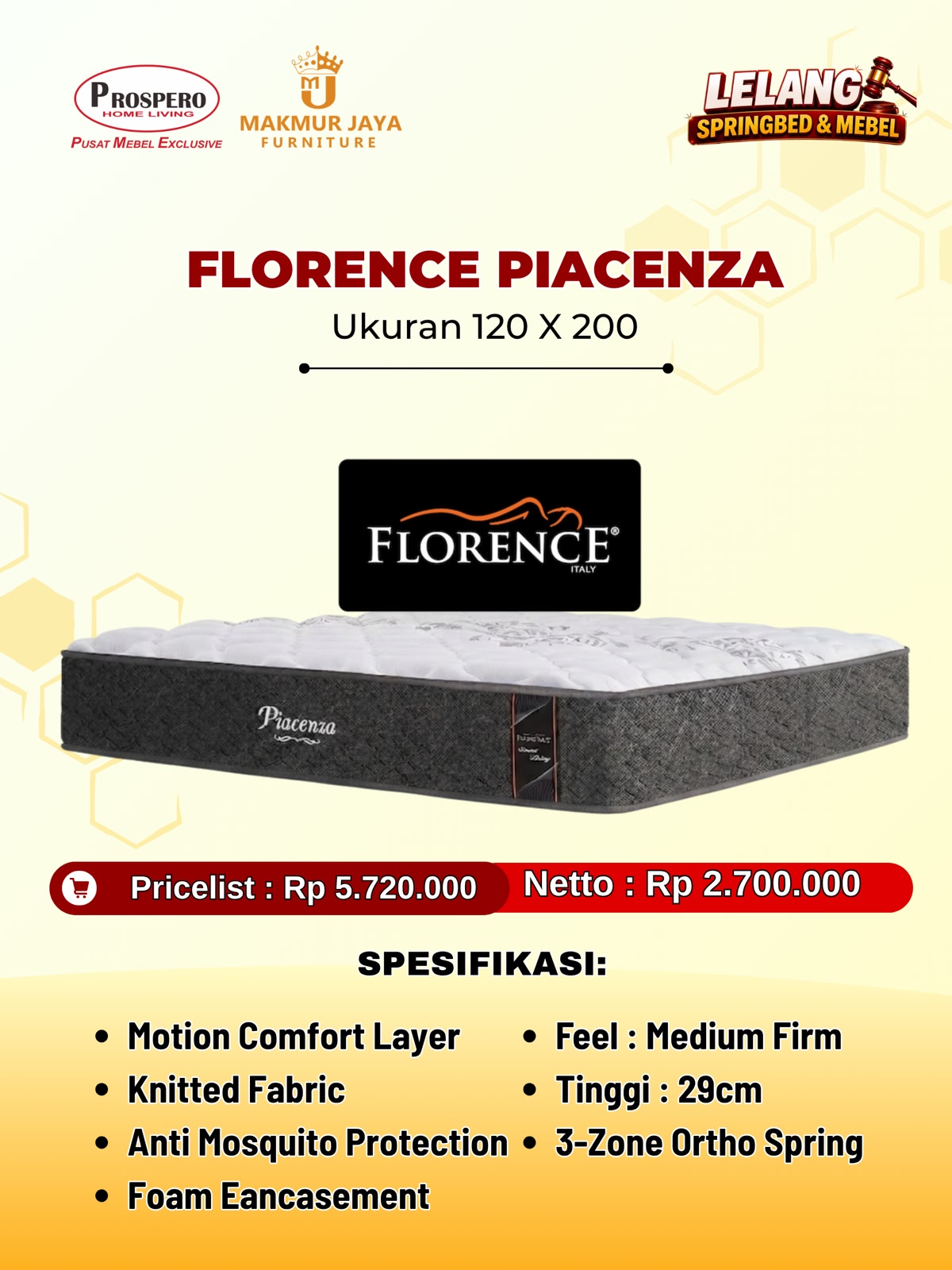 Kasur FLORENCE Piazensa 120x200