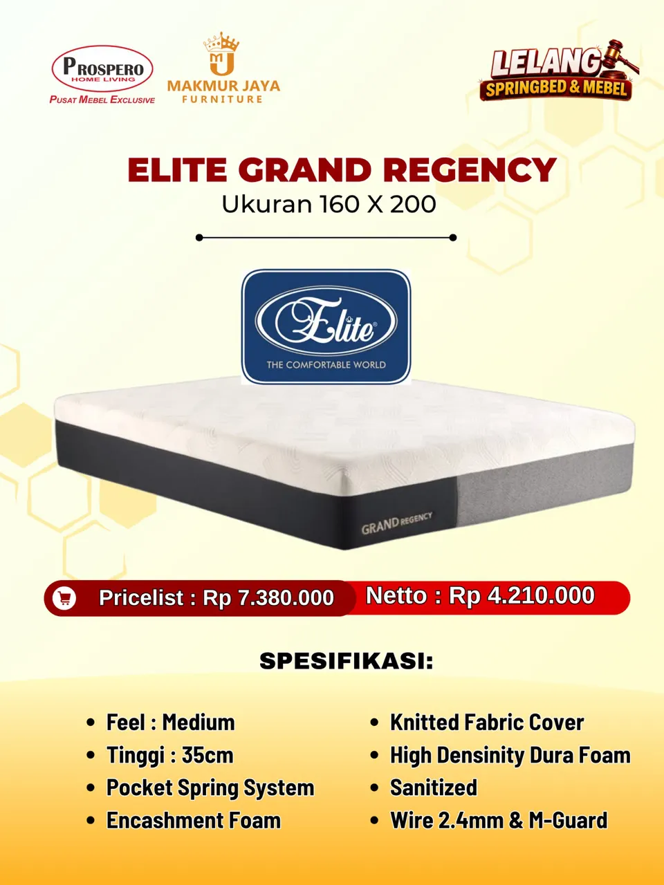 Kasur ELITE Grand Regency ukuran 160x200