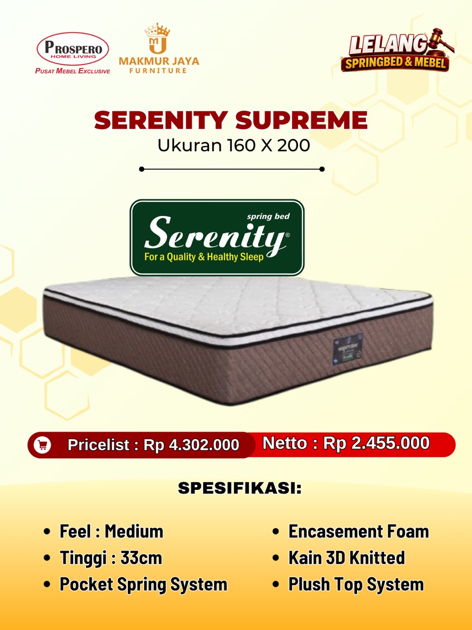 Kasur SERENITY supreme ukuran 160x200