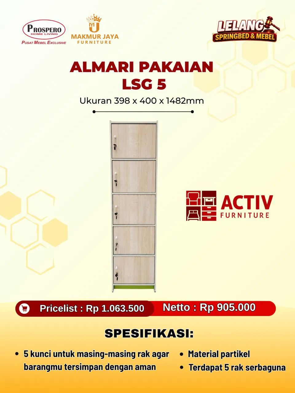 Almari pakaian P1 ACTIV LSG 5