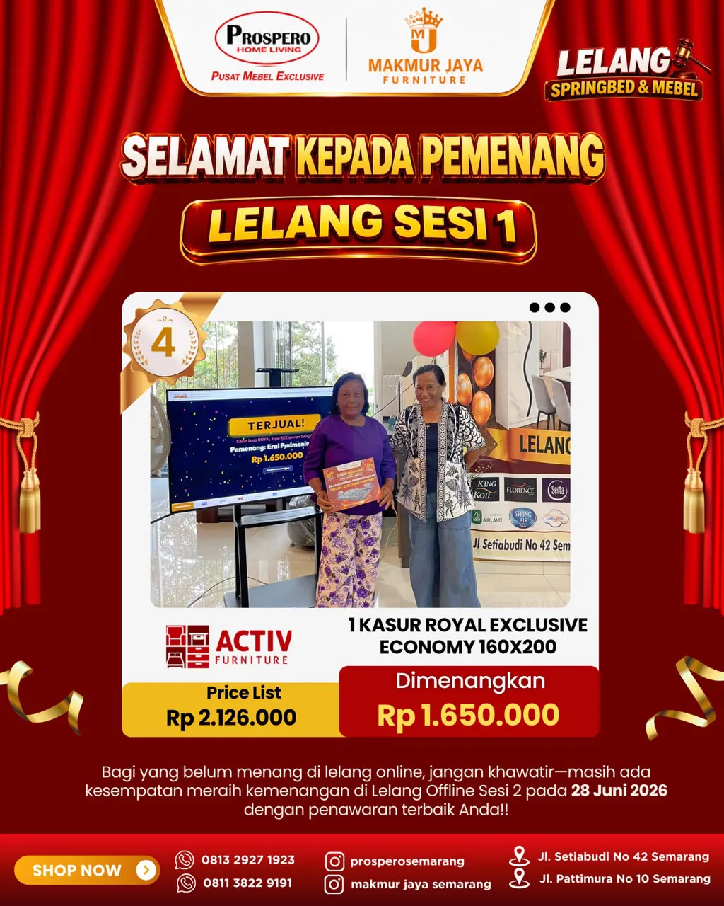 Serah Terima Kasur busa ROYAL type REE ukuran 160x200