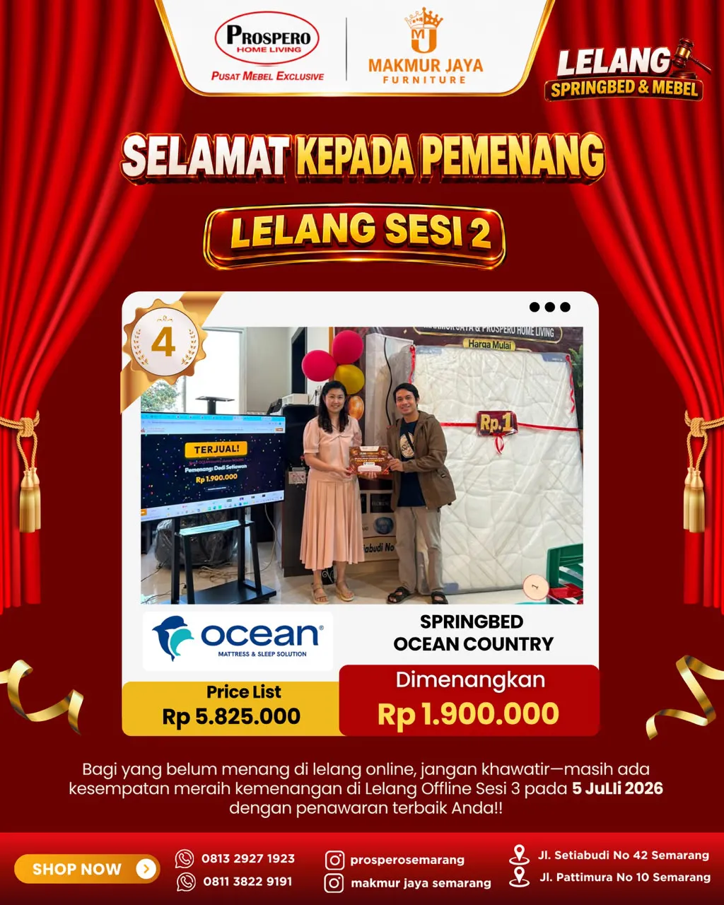 Serah Terima Kasur OCEAN country ukuran 160x200