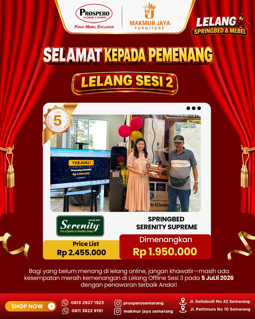Serah Terima Kasur SERENITY supreme ukuran 160x200