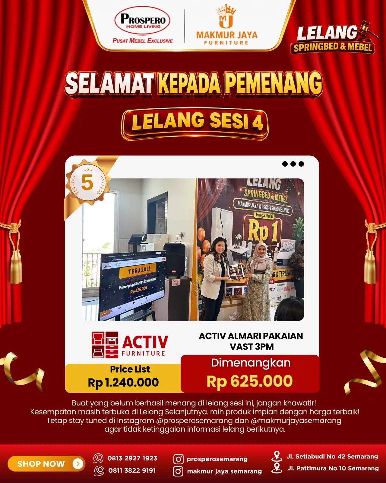 Serah Terima Almari Pakaian ACTIV cupu vast 3PM dark maple